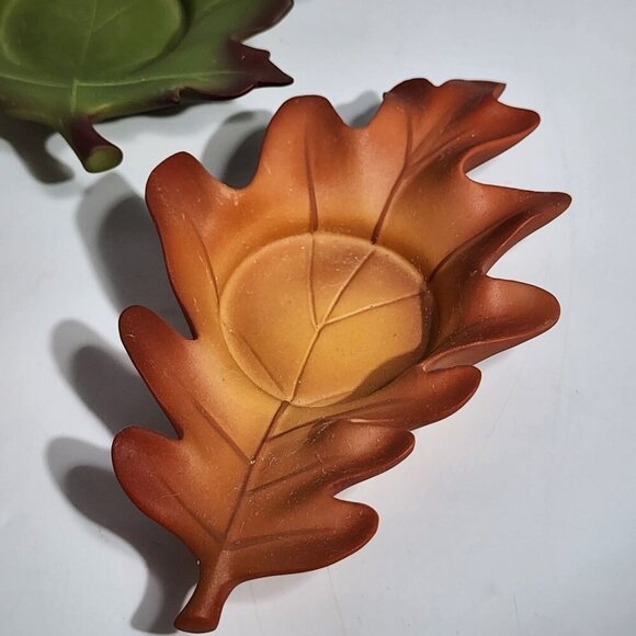 Autumn Leaf-Shaped Ceramic Candle Holders By PartyLite - Set Of 3 - Picture 6 of 11
